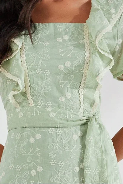 Vestido Evasê Laise Com Aviamento e Faixa Titanium Jeans - Imagem 3