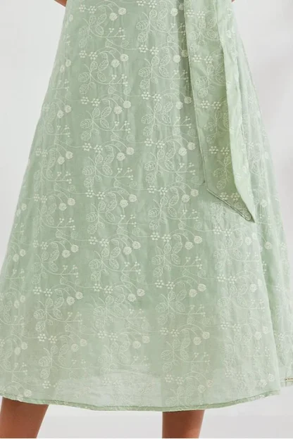 Vestido Evasê Laise Com Aviamento e Faixa Titanium Jeans - Imagem 5