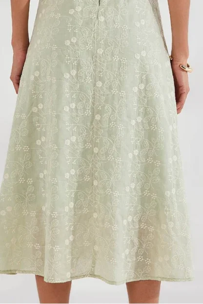 Vestido Evasê Laise Com Aviamento e Faixa Titanium Jeans - Imagem 4