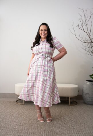 Vestido Godê crepe xadrez Laura Rosa - 810949