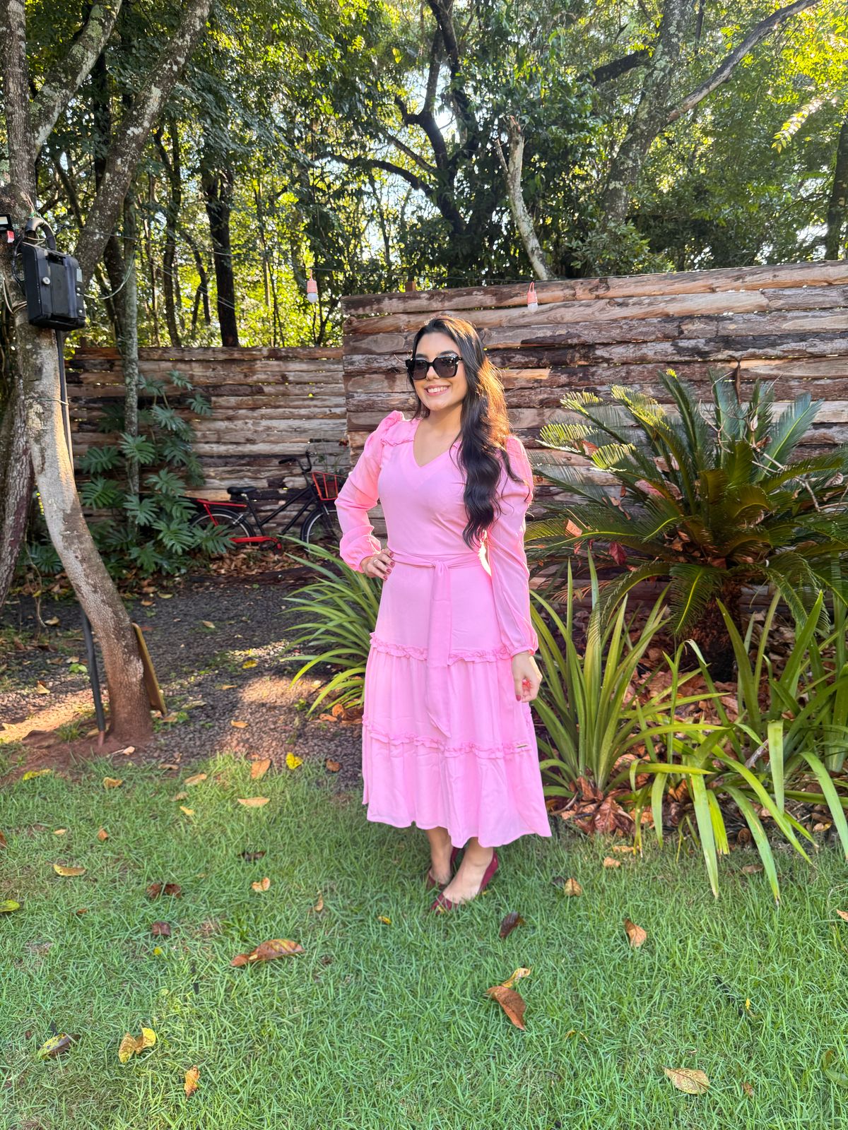 Vestido Chiffon Rosa Laura Rosa - 810969 - Imagem 6