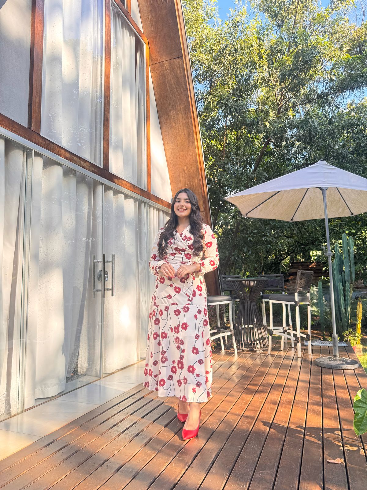 Vestido crepe estampado longo Titanium - Imagem 2