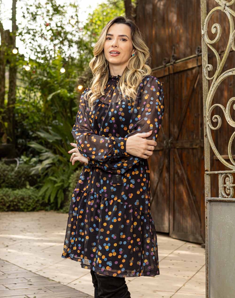 Vestido em Crepe c/ Estampa Colorida - Expressão - Imagem 7