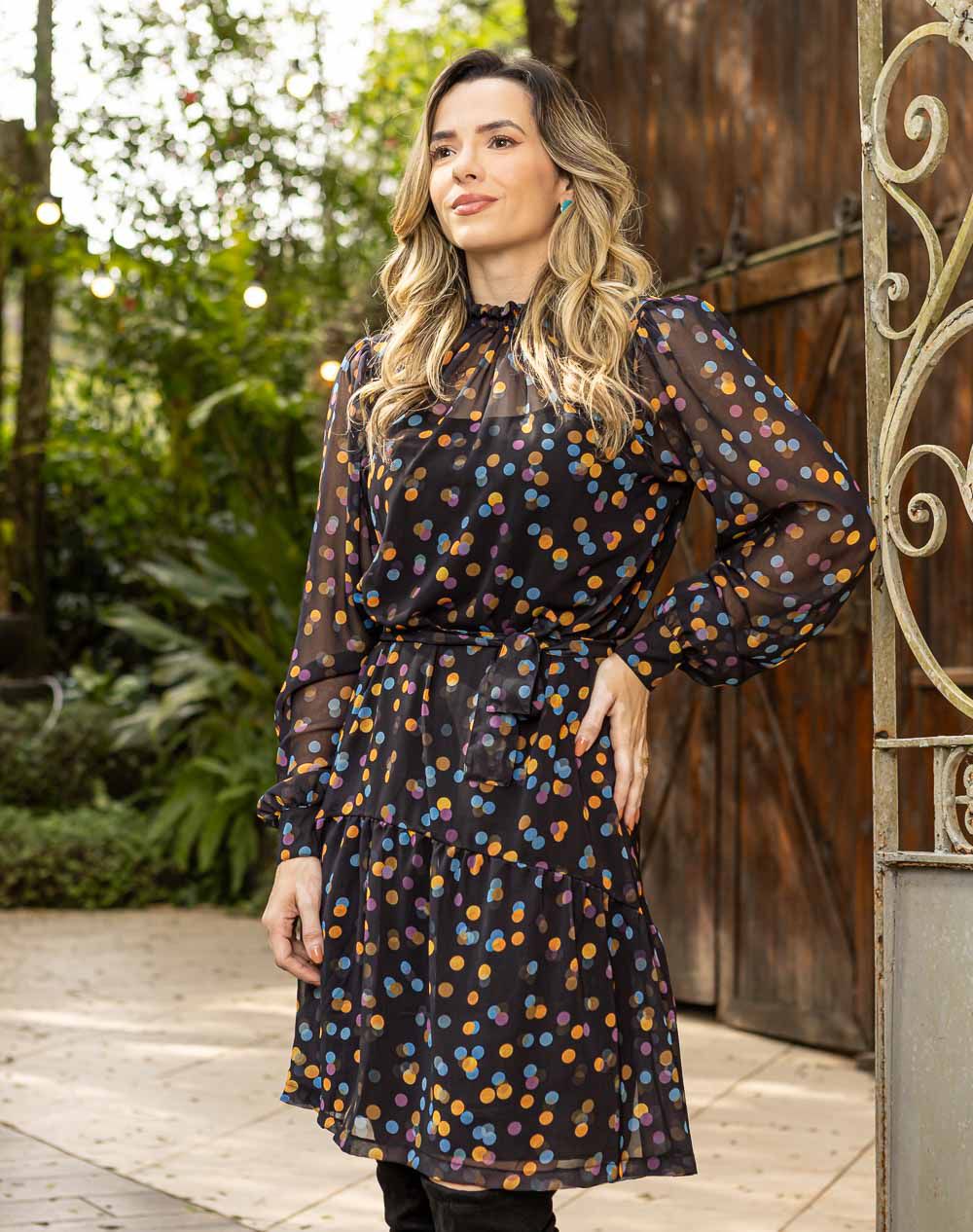 Vestido em Crepe c/ Estampa Colorida - Expressão - Imagem 4