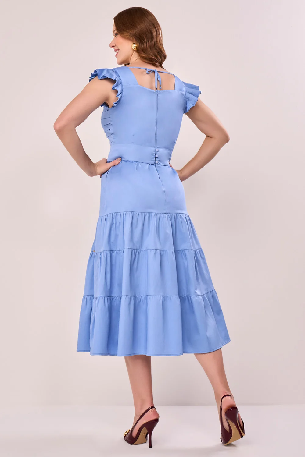 Vestido Azul Tricoline com grapeado - Fascinius - Imagem 2