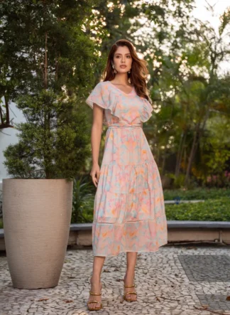 VESTIDO MAXI MIDI COM DECOTE V MARTA - JANY PIM