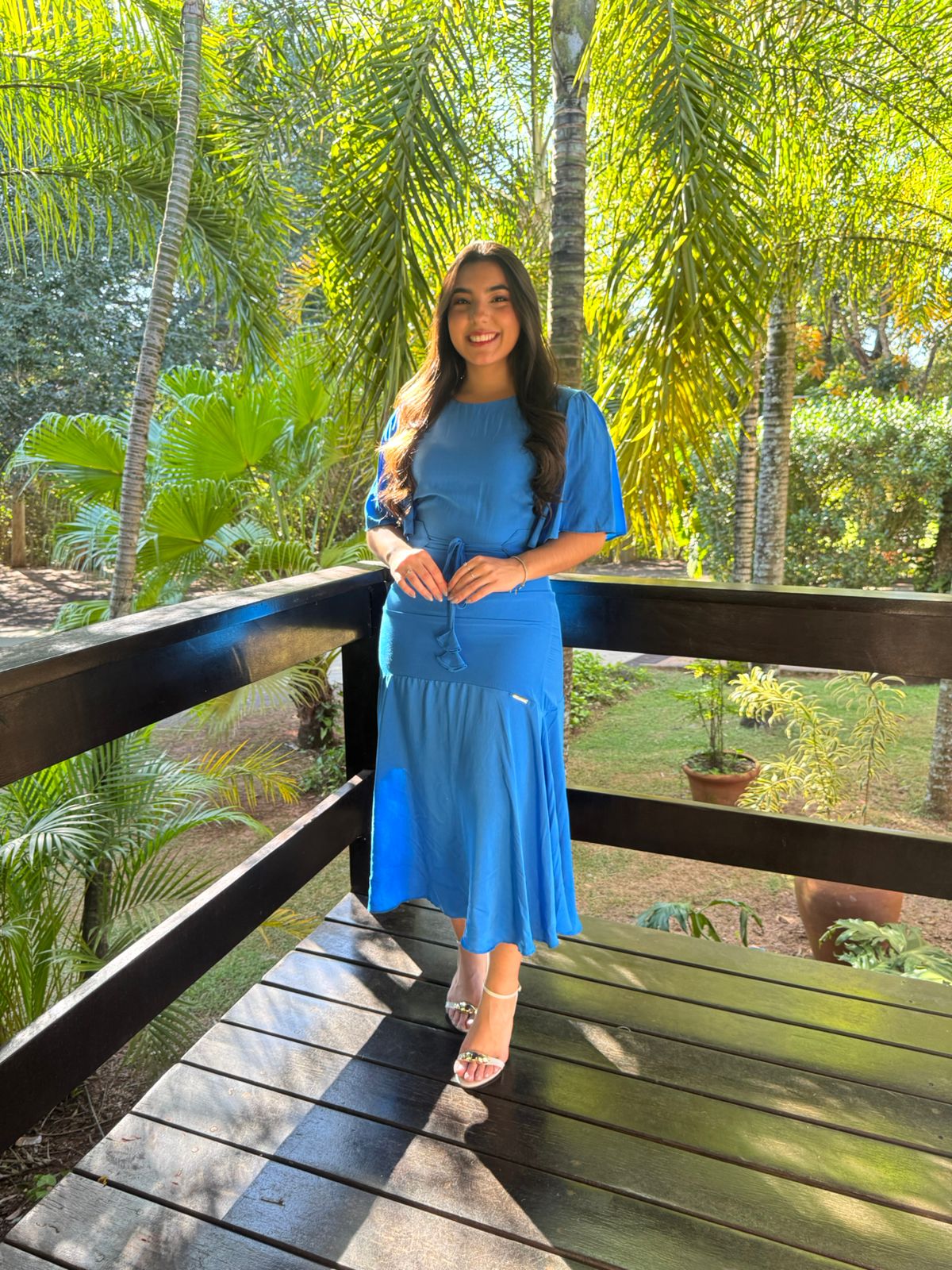 Vestido de tecido plano com cinto azul 130cm - 27925 Titanium - Imagem 5