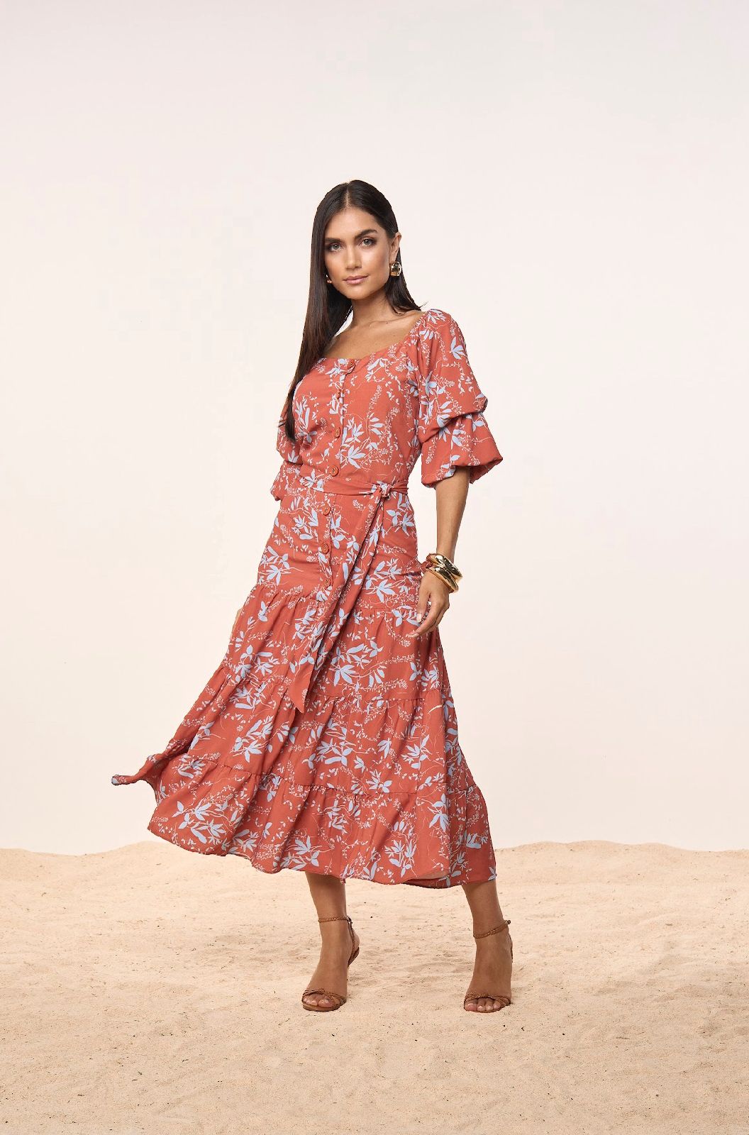 Vestido Crepe Estampado - 27960 Titanium - Imagem 6