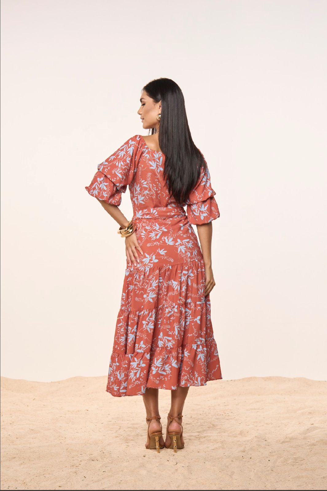 Vestido Crepe Estampado - 27960 Titanium - Imagem 8