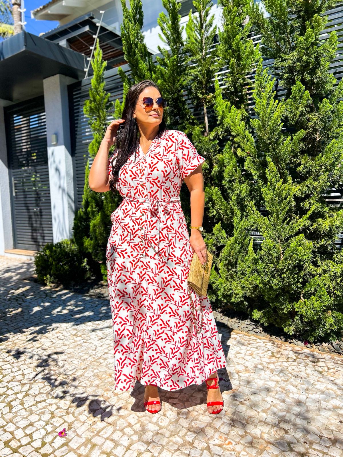 Vestido Crepe estampado com botões 125cm - 279901 Titanium - Imagem 4