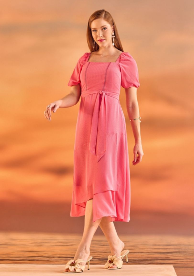 Vestido semi godê plano com aviamento 120cm - 811066 - Imagem 4