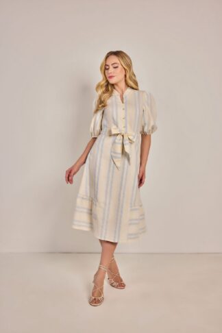 Vestido evasê linho listrado 110cm - 811007