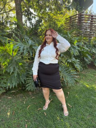 Saia Lápis Alfaiataria Preta 55cm - 811054AV