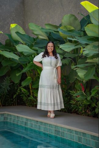 Vestido Sarja leve com detalhes de costura verde 125cm - 27931 Titanium