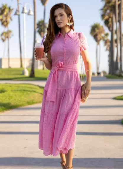VESTIDO ROSA EM LAISE TOQUE DE SEDA SAMARA - JANY PIM - Imagem 4
