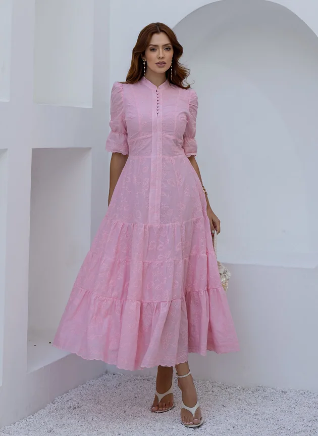 VESTIDO MIDI ROSA EM LAISE MARINA - JANY PIM - Imagem 8