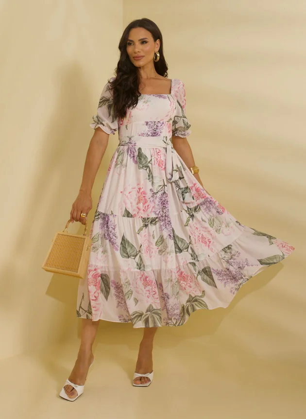 VESTIDO MIDI ESTAMPA FLORAL EXCLUSIVA PRISCILA - JANY PIM - Imagem 4
