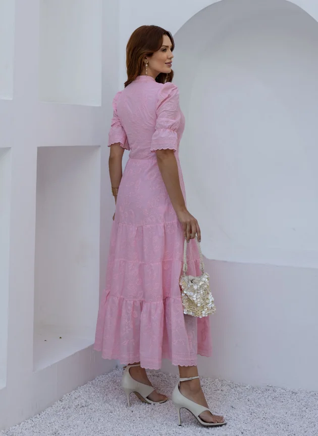 VESTIDO MIDI ROSA EM LAISE MARINA - JANY PIM - Imagem 6