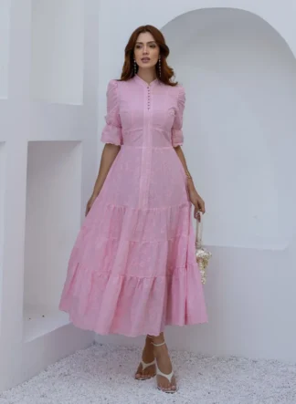 VESTIDO MIDI ROSA EM LAISE MARINA - JANY PIM