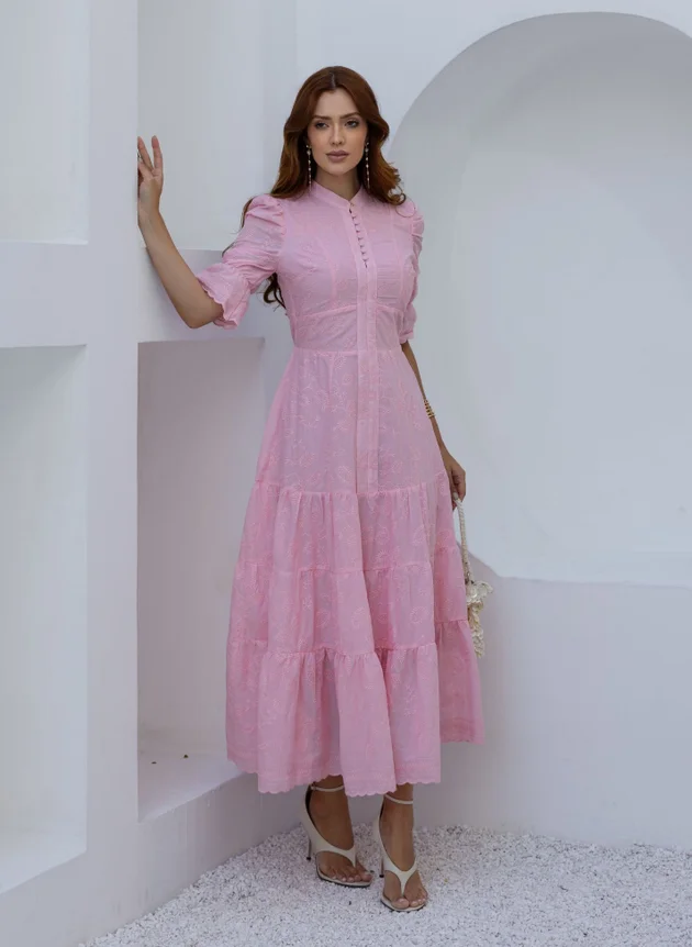 VESTIDO MIDI ROSA EM LAISE MARINA - JANY PIM - Imagem 7