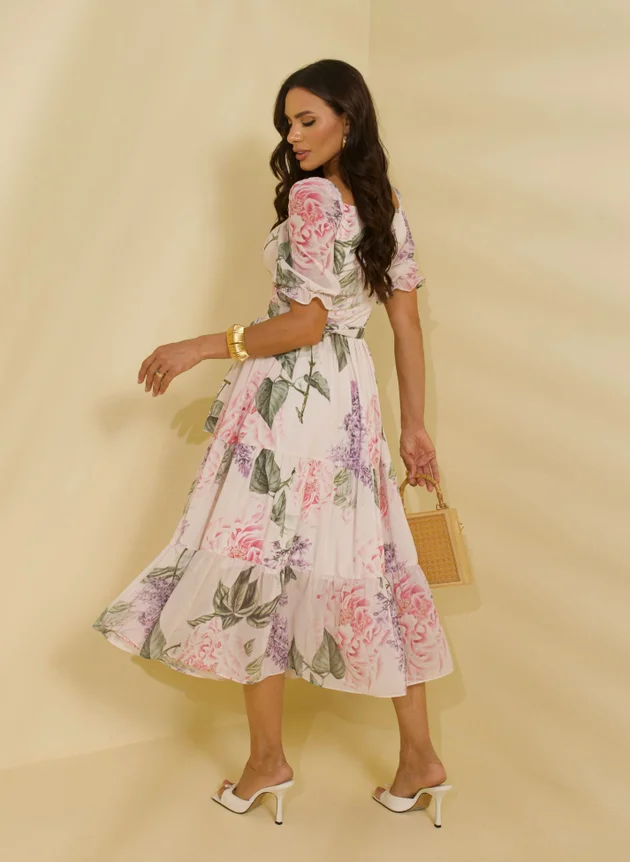 VESTIDO MIDI ESTAMPA FLORAL EXCLUSIVA PRISCILA - JANY PIM - Imagem 5