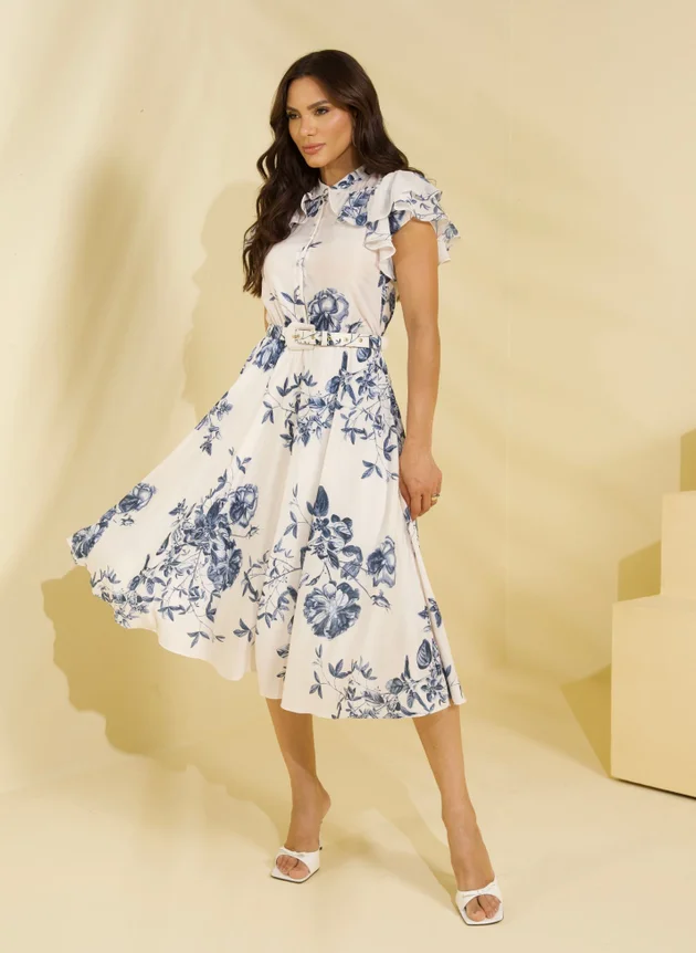 VESTIDO OFF-WHITE FLORAL ANA FLOR - JANY PIM - Imagem 5