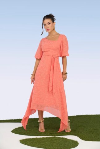 Vestido Chiffon Texturizado Coral - 28115 Titanium