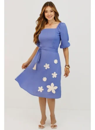 VESTIDO FLOR Azul - Nítido