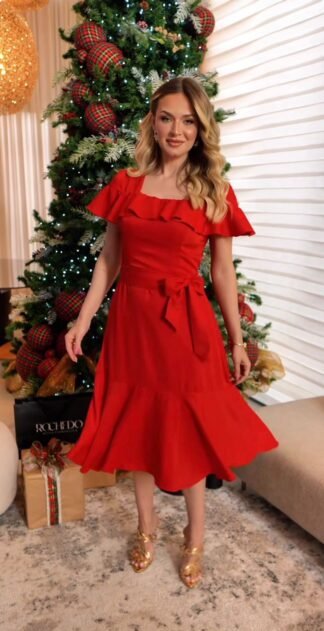 Vestido Vermelho com babados - Rochedo