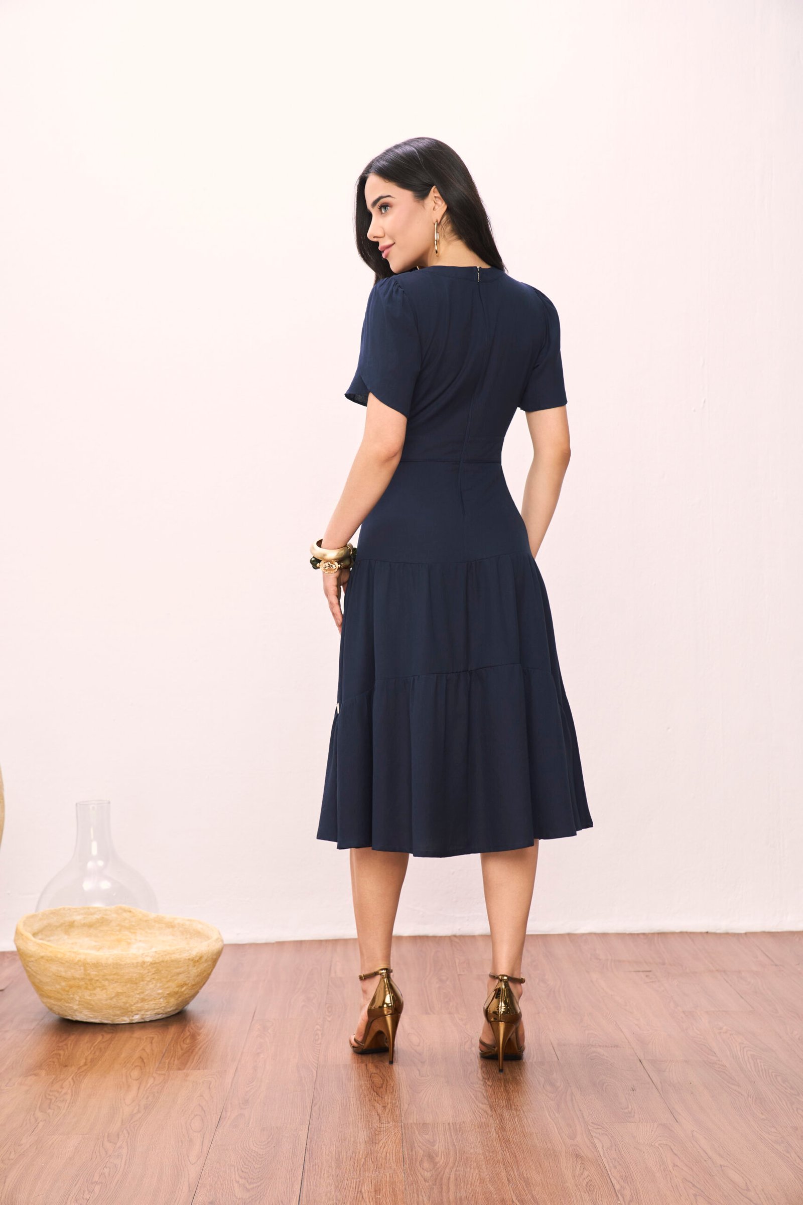 28255 VESTIDO PLANO AZUL COM RECORTES 120CM - Titanium - Imagem 3