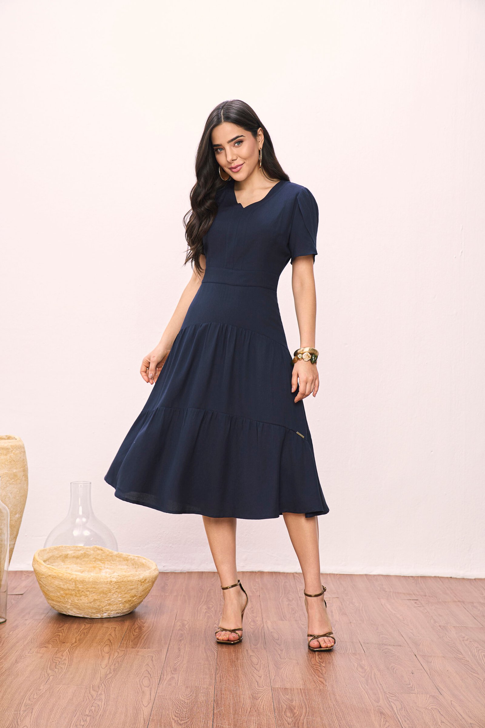 28255 VESTIDO PLANO AZUL COM RECORTES 120CM - Titanium - Imagem 2