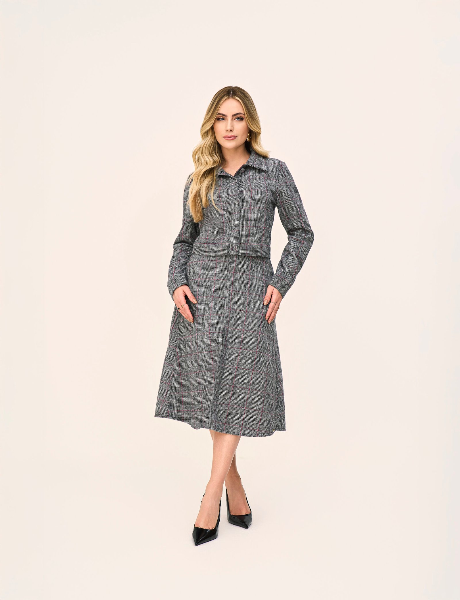 811174 SAIA EVASE DE LÃ BATIDA XADREZ - Laura Rosa - Imagem 5