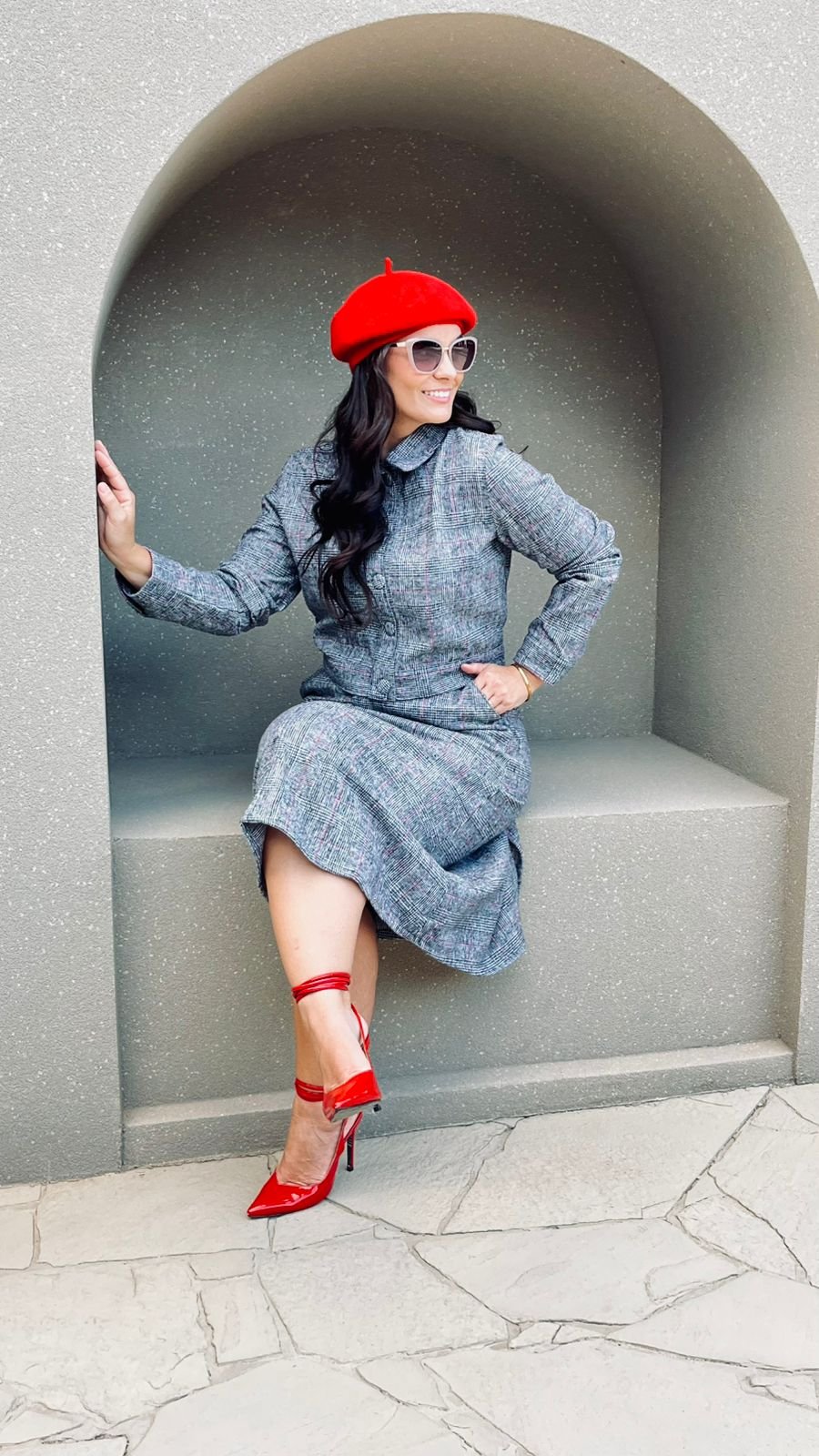 811173 JAQUETA DE LÃ BATIDA XADREZ - Laura Rosa