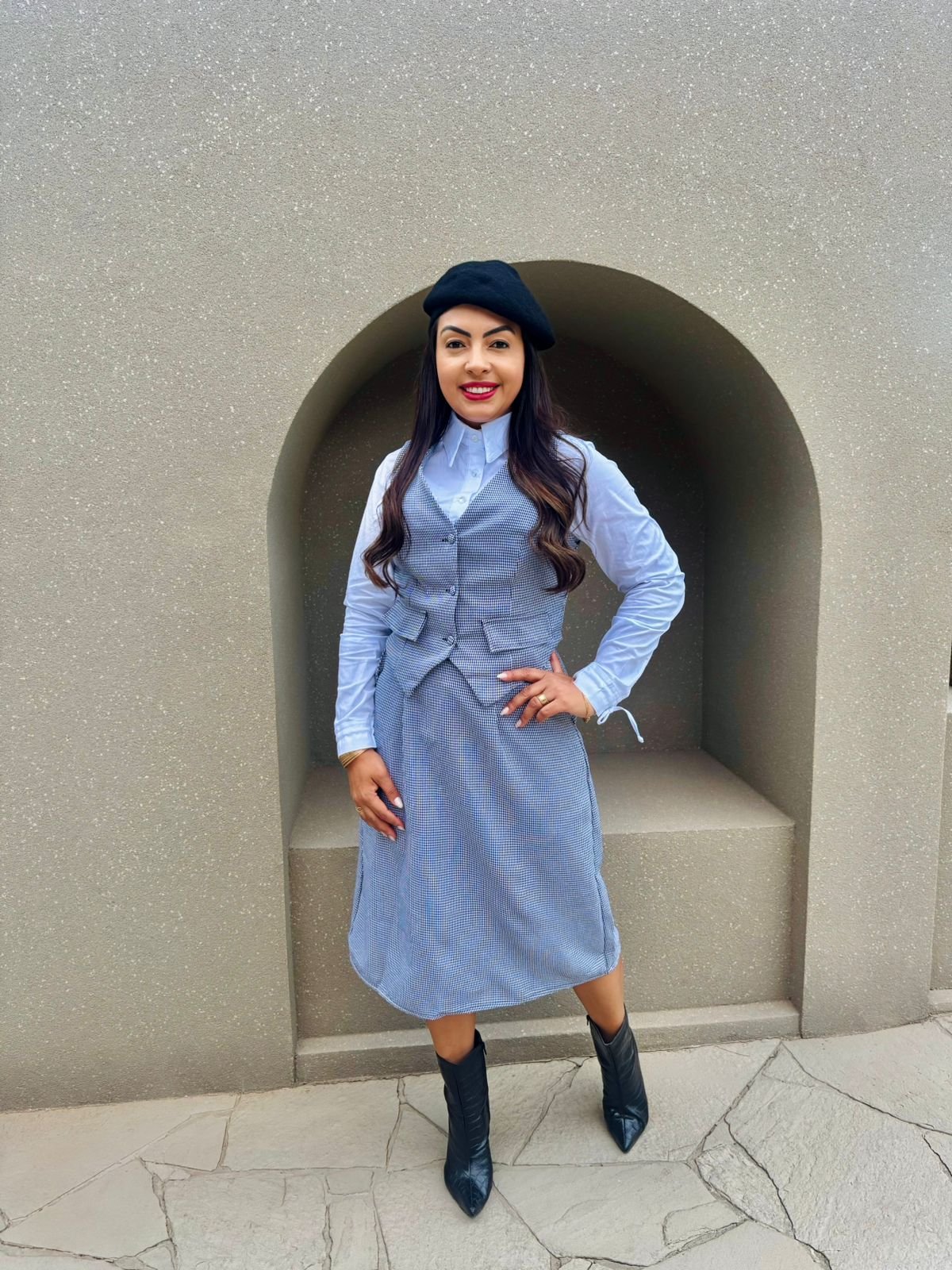 811213 COLETE DE TECIDO PLANO PIED POULE - Laura Rosa