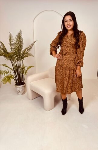 811204 VESTIDO DE CREPE ESTAMPADO - Laura Rosa