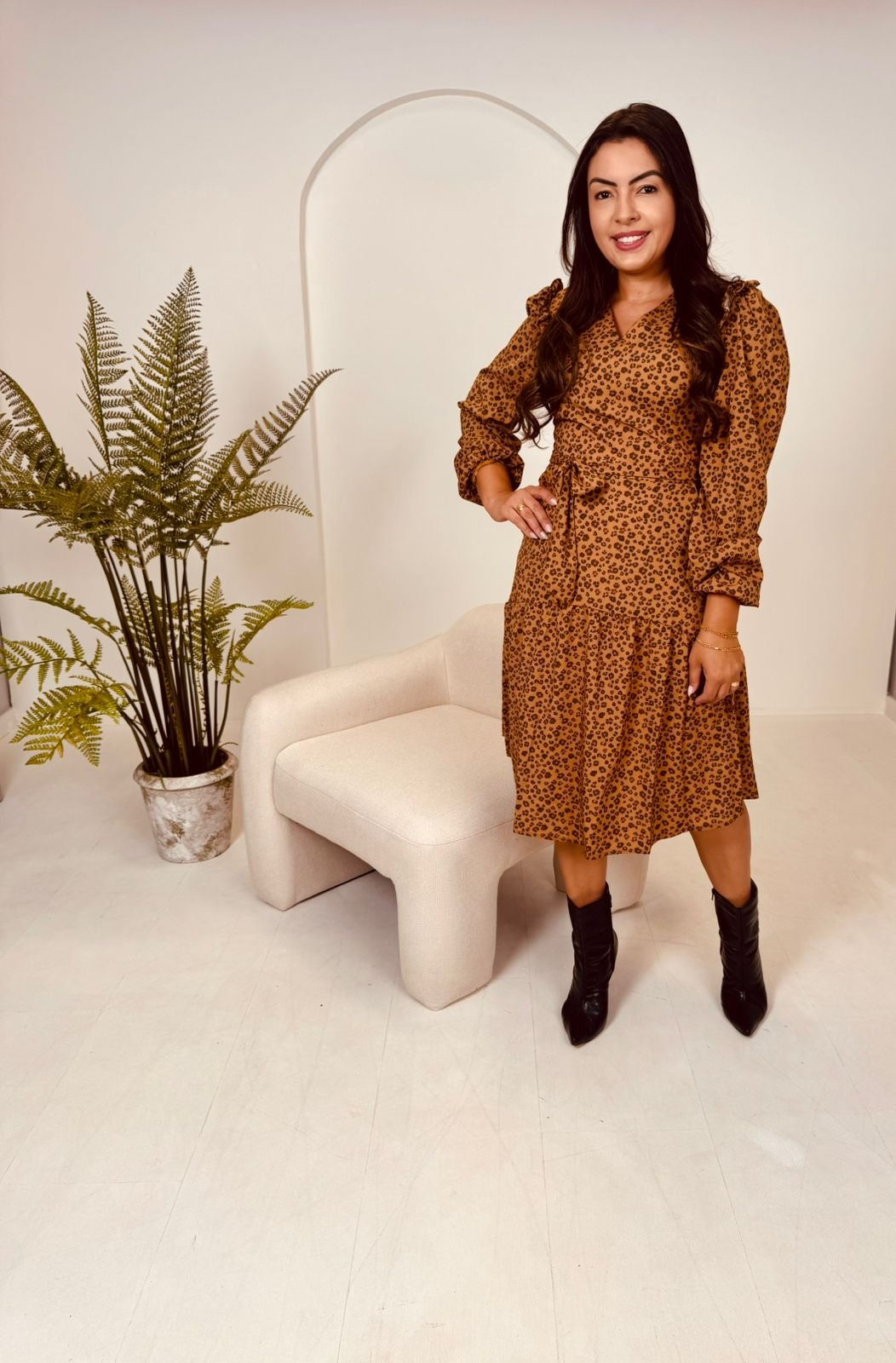 811204 VESTIDO DE CREPE ESTAMPADO - Laura Rosa