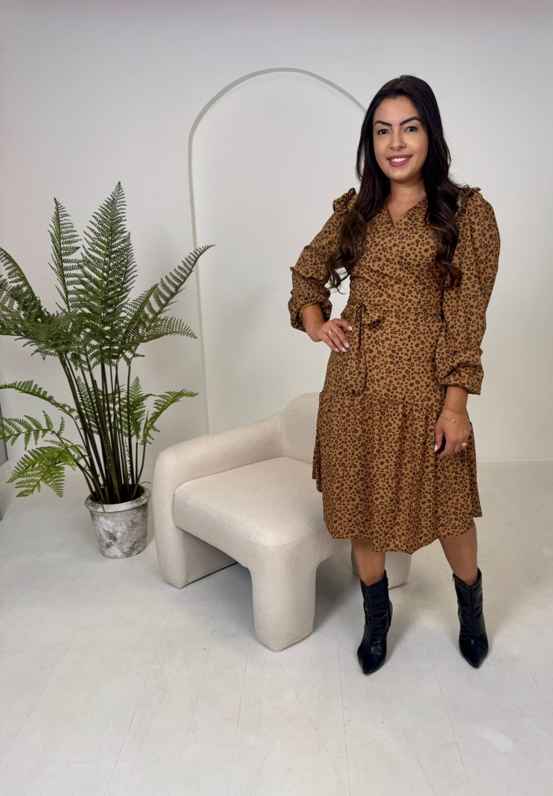 811204 VESTIDO DE CREPE ESTAMPADO - Laura Rosa - Imagem 3