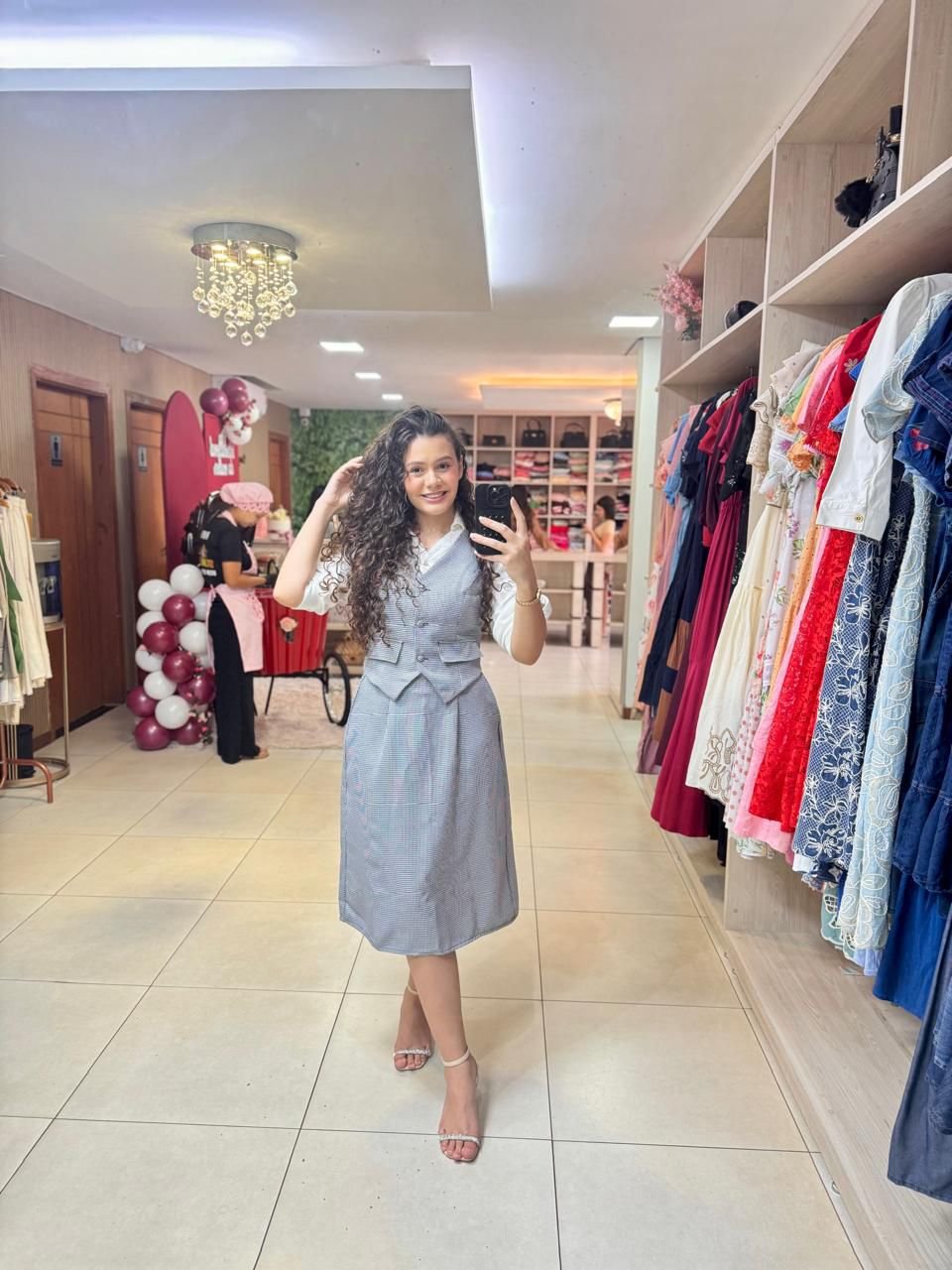 811214 SAIA EVASE DE TECIDO PLANO PIED POULE - Laura Rosa - Imagem 5