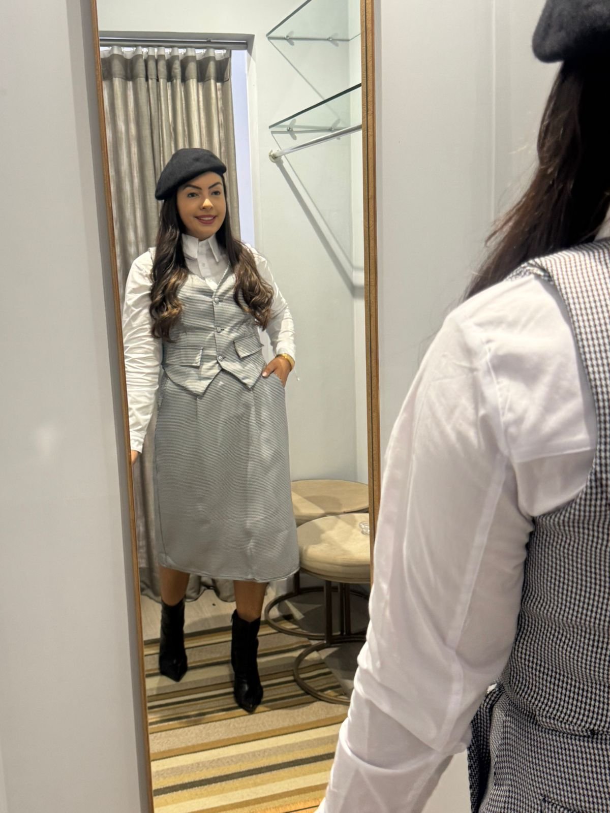 811214 SAIA EVASE DE TECIDO PLANO PIED POULE - Laura Rosa - Imagem 2