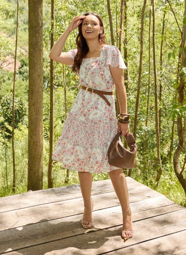 VESTIDO PAOLA FLORAL ESTAMPA EXCLUSIVA CREME PAOLA - JANY PIM - Imagem 4