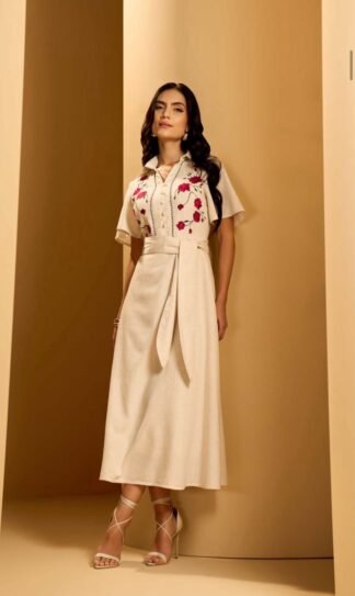 Vestido Gode Viscolinho Bordado 125cm - Titanium