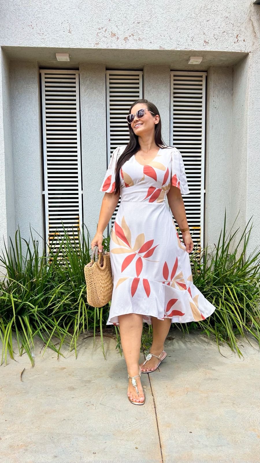 Vestido bege claro estampado - Achadinhos Dany Canela - Imagem 5