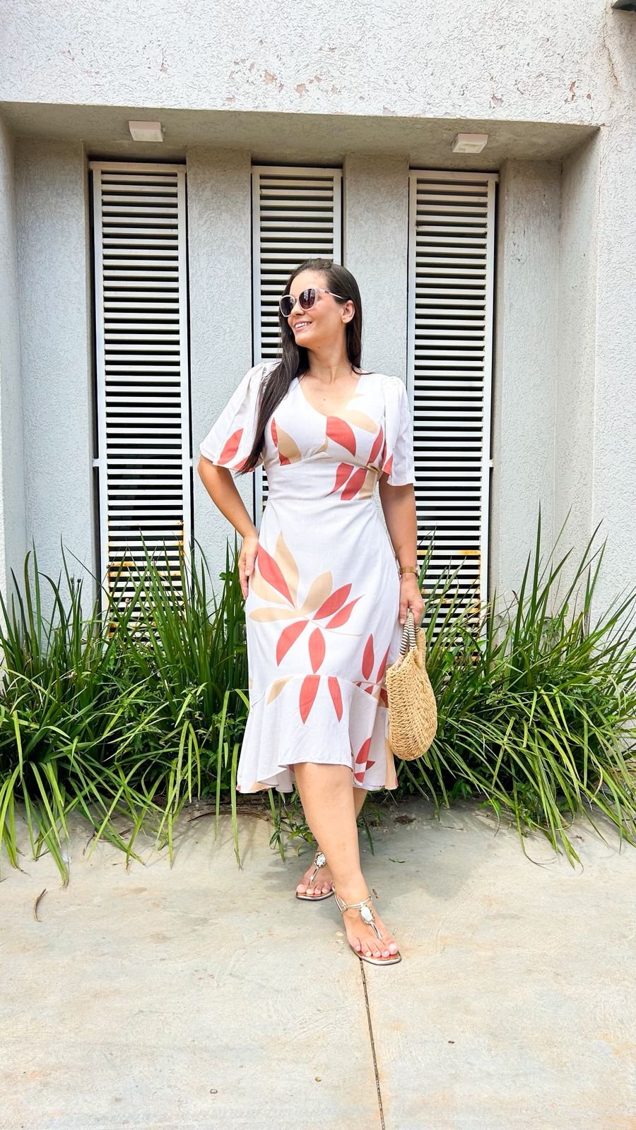 Vestido bege claro estampado - Achadinhos Dany Canela - Imagem 6