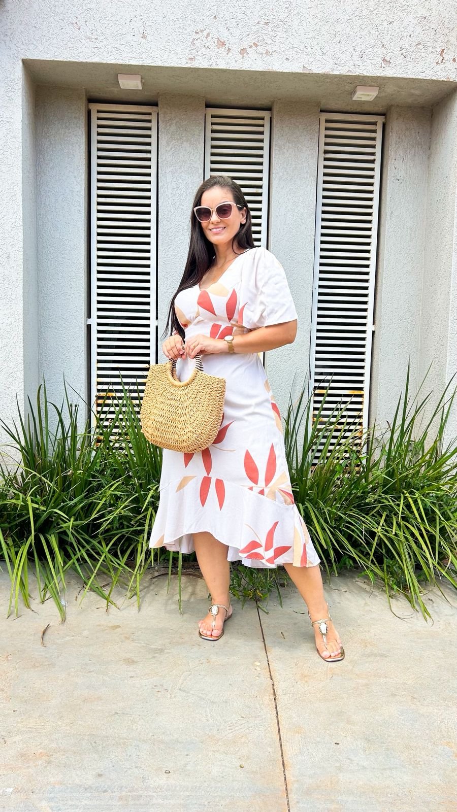 Vestido bege claro estampado - Achadinhos Dany Canela - Imagem 3