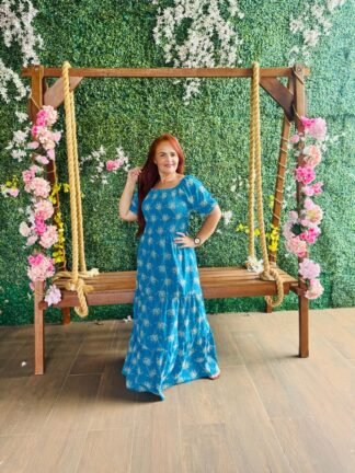 Vestido longo estampado - Achaddinhos Dany Canela