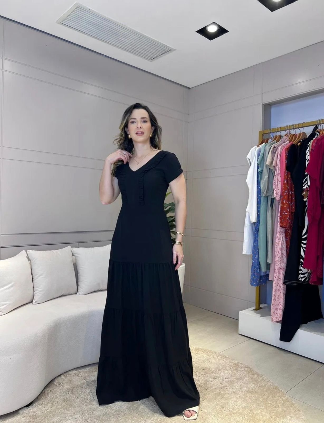 Vestido Longo em Viscose c/ Lastex - Expressão - Imagem 2