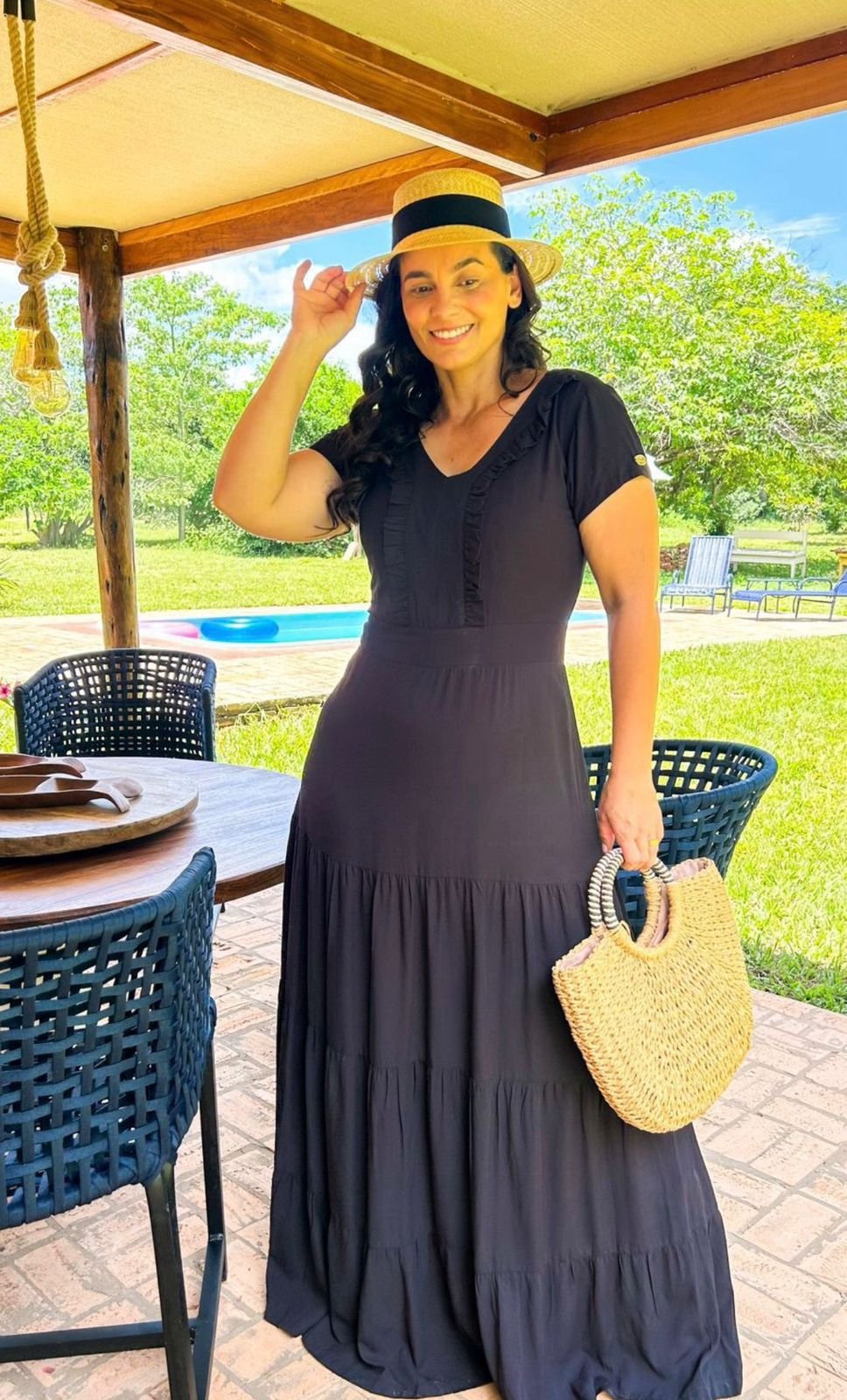 Vestido Longo em Viscose c/ Lastex - Expressão