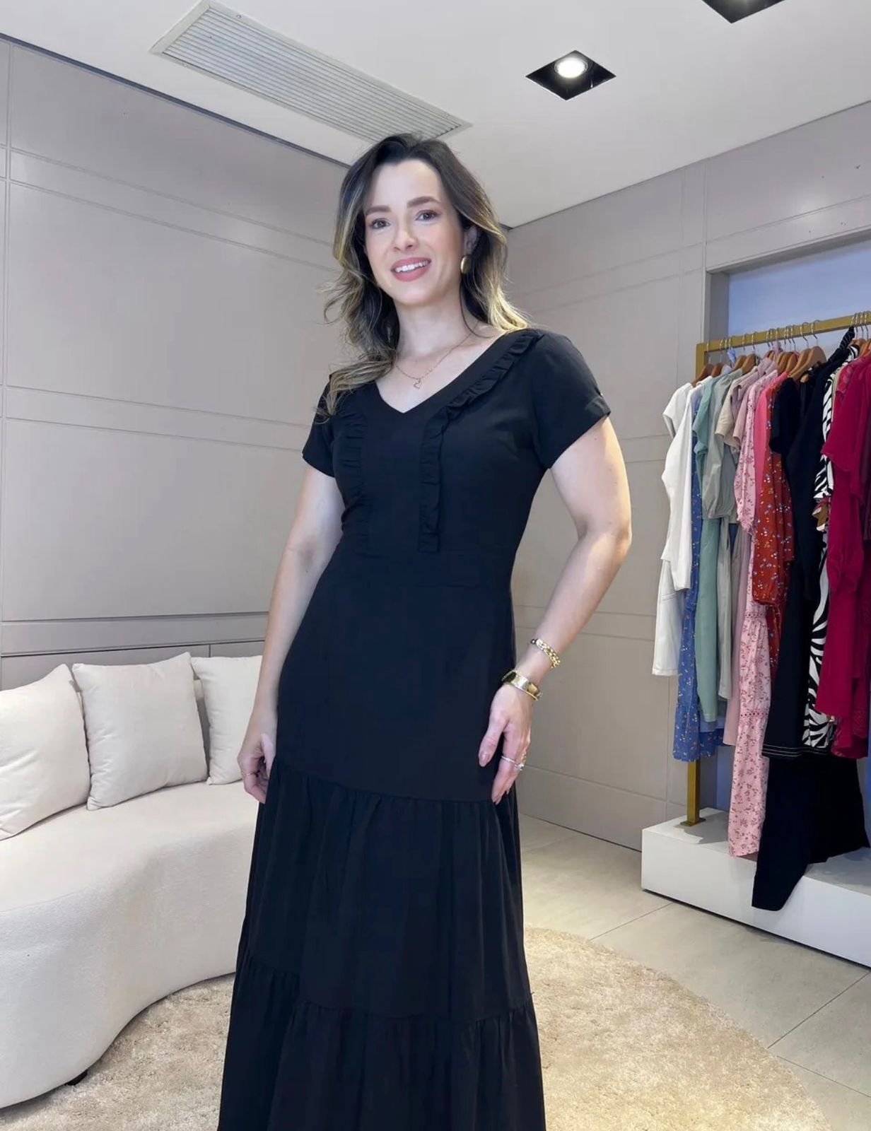 Vestido Longo em Viscose c/ Lastex - Expressão - Imagem 3