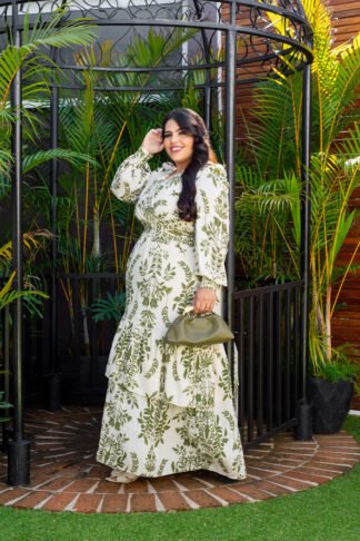 Vestido verde estamapdo - Lecler