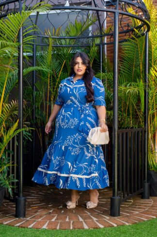 Vestido azul estampado - Lecler